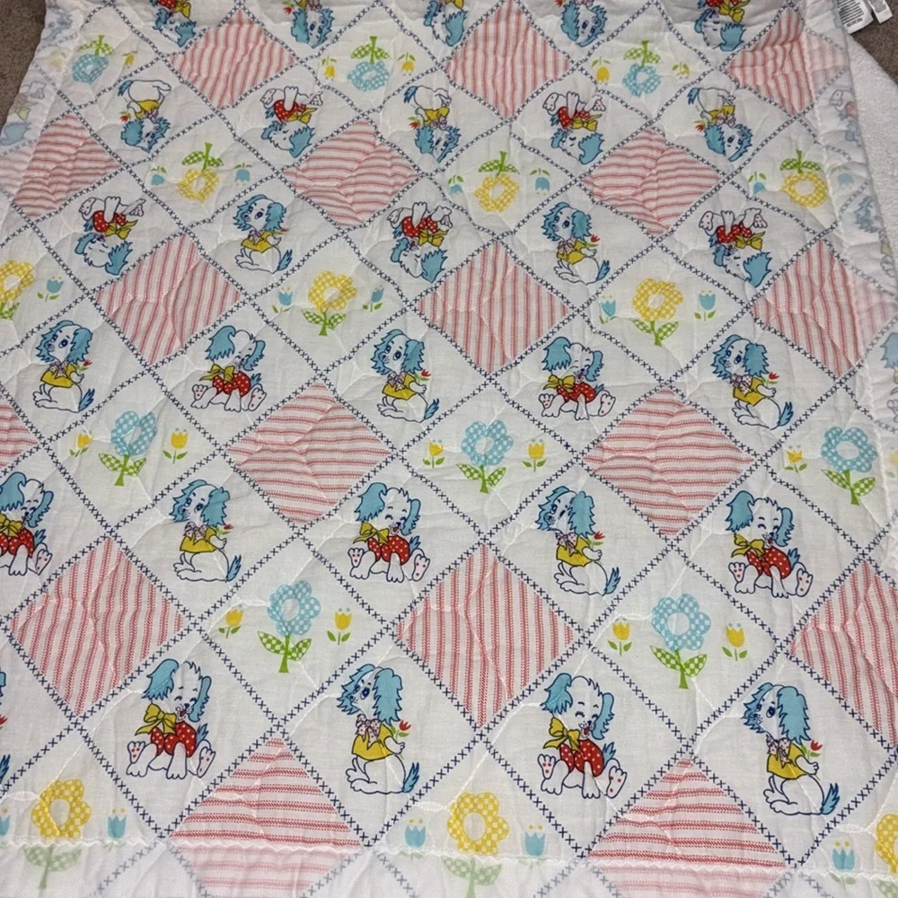 Vintage Riegel Quilted Dog Pattern baby comforter gender neutral unisex
